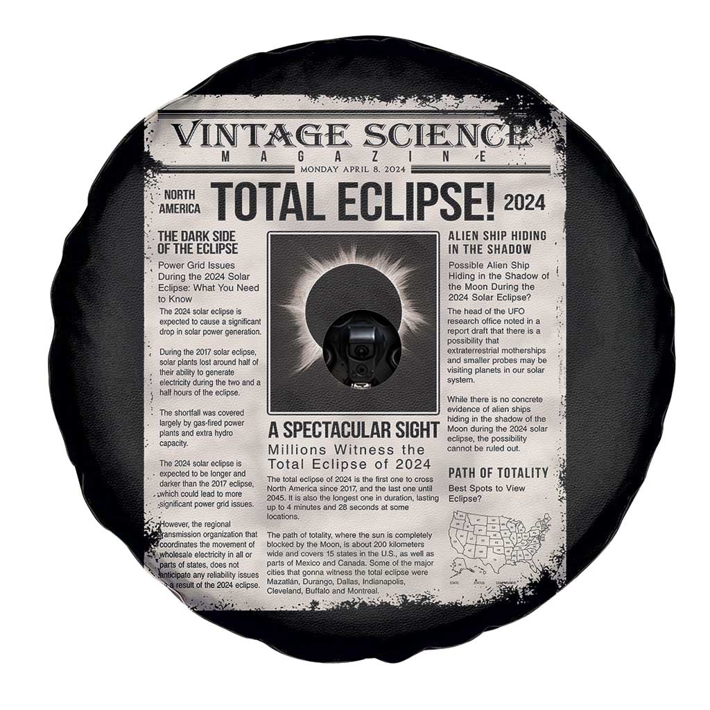 Retro Vintage Science Magazine Total Solar Eclipse 2024 Spare Tire Cover Historic Totality Astronomy Geek Memorabilia