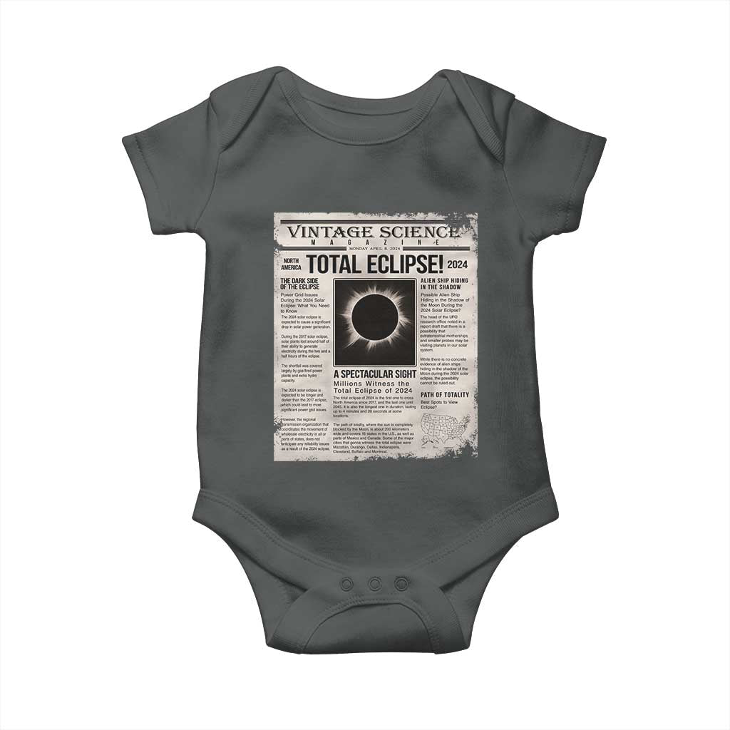 Retro Vintage Science Magazine Total Solar Eclipse 2024 Baby Onesie Historic Totality Astronomy Geek Memorabilia