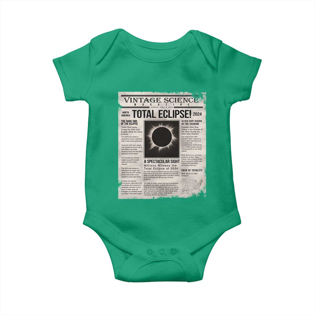 Retro Vintage Science Magazine Total Solar Eclipse 2024 Baby Onesie Historic Totality Astronomy Geek Memorabilia