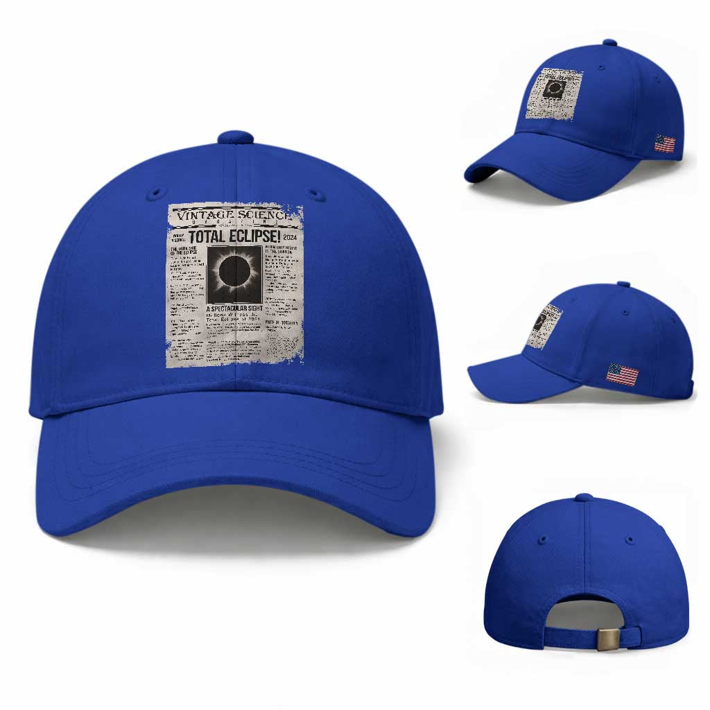 Retro Vintage Science Magazine Total Solar Eclipse 2024 Baseball Cap Historic Totality Astronomy Geek Memorabilia
