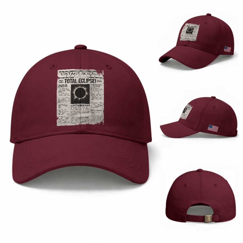 Retro Vintage Science Magazine Total Solar Eclipse 2024 Baseball Cap Historic Totality Astronomy Geek Memorabilia