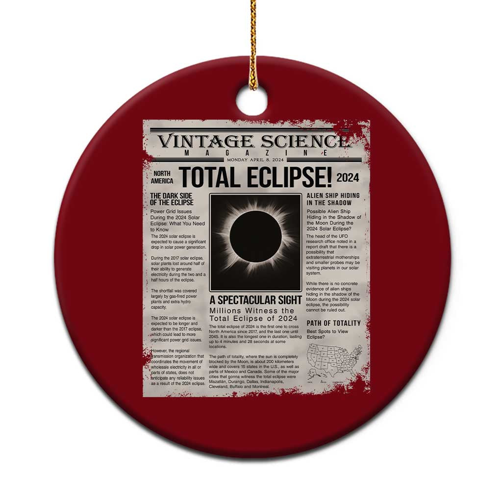 Retro Vintage Science Magazine Total Solar Eclipse 2024 Ceramic Ornament Historic Totality Astronomy Geek Memorabilia
