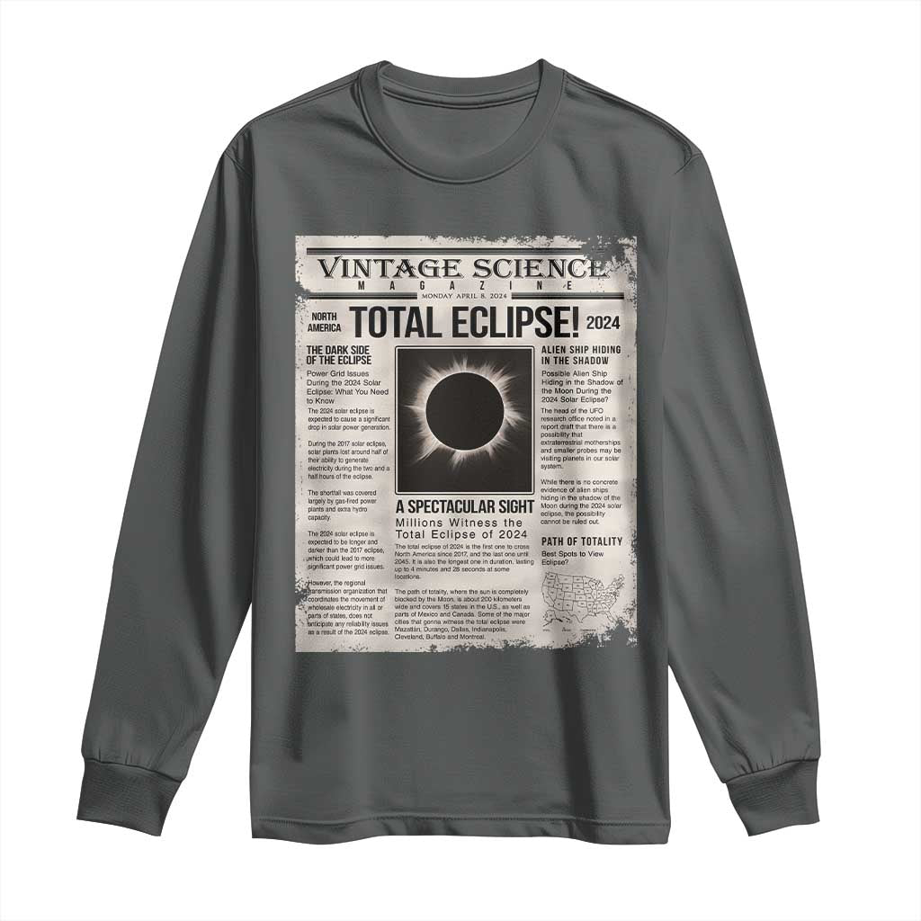 Retro Vintage Science Magazine Total Solar Eclipse 2024 Long Sleeve Shirt Historic Totality Astronomy Geek Memorabilia
