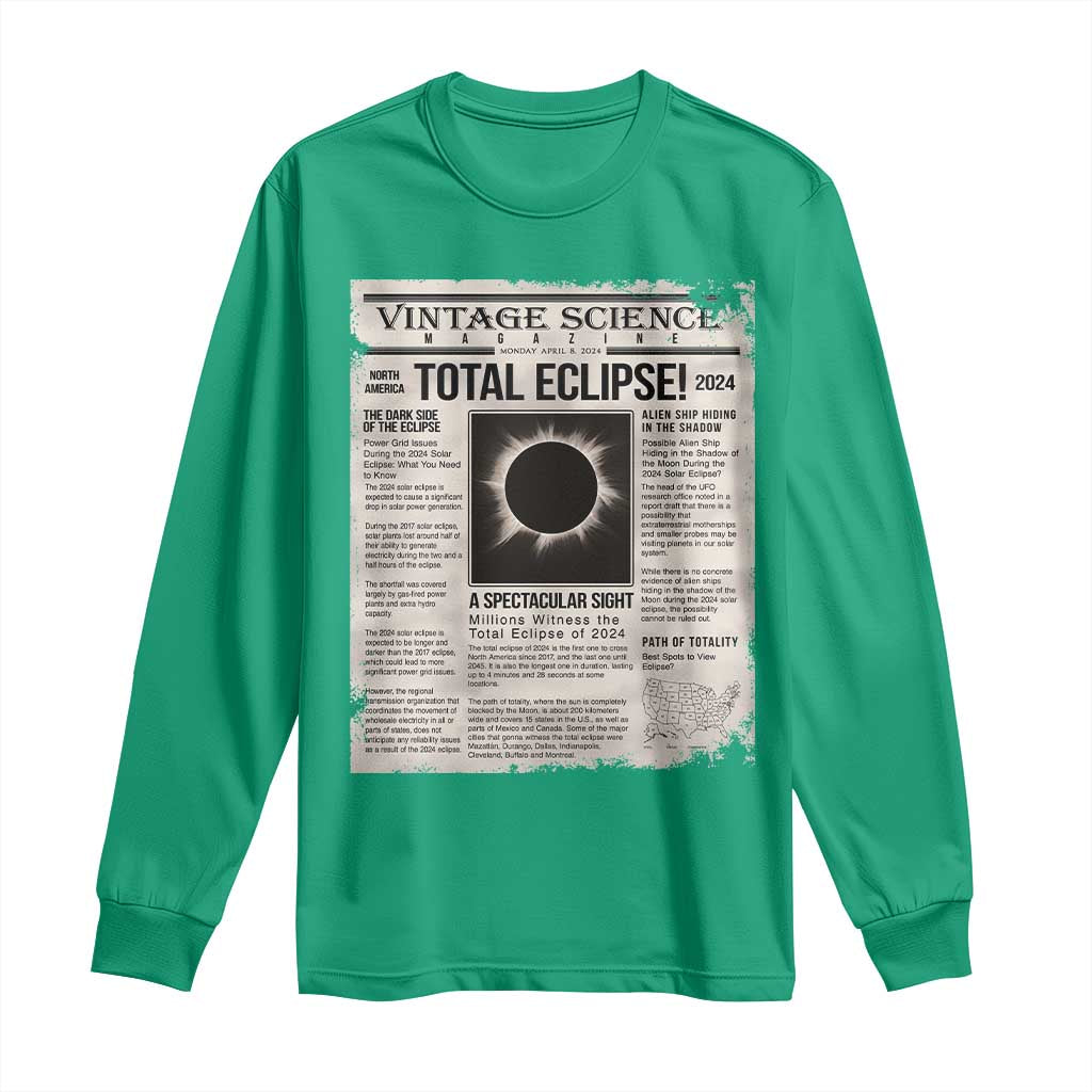Retro Vintage Science Magazine Total Solar Eclipse 2024 Long Sleeve Shirt Historic Totality Astronomy Geek Memorabilia