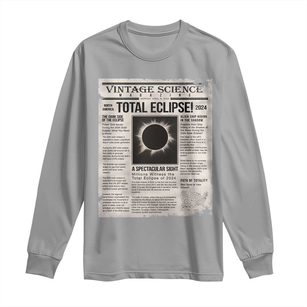 Retro Vintage Science Magazine Total Solar Eclipse 2024 Long Sleeve Shirt Historic Totality Astronomy Geek Memorabilia