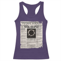 Retro Vintage Science Magazine Total Solar Eclipse 2024 Racerback Tank Top Historic Totality Astronomy Geek Memorabilia