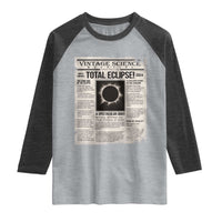 Retro Vintage Science Magazine Total Solar Eclipse 2024 Raglan Shirt Historic Totality Astronomy Geek Memorabilia