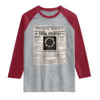 Retro Vintage Science Magazine Total Solar Eclipse 2024 Raglan Shirt Historic Totality Astronomy Geek Memorabilia