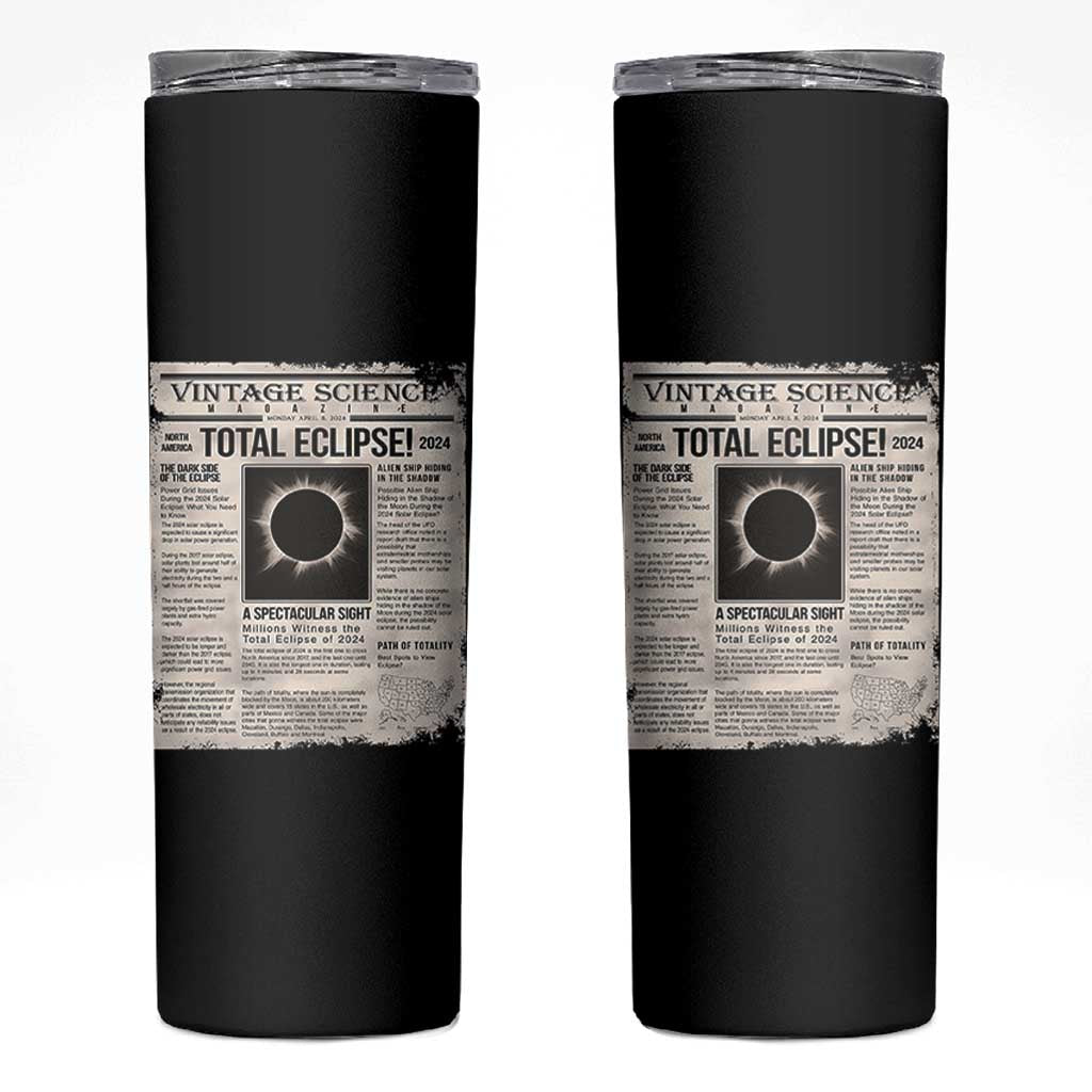 Retro Vintage Science Magazine Total Solar Eclipse 2024 Skinny Tumbler Historic Totality Astronomy Geek Memorabilia