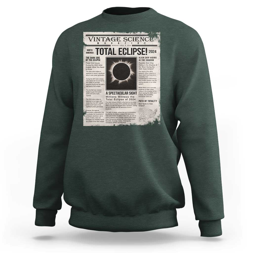 Retro Vintage Science Magazine Total Solar Eclipse 2024 Sweatshirt Historic Totality Astronomy Geek Memorabilia