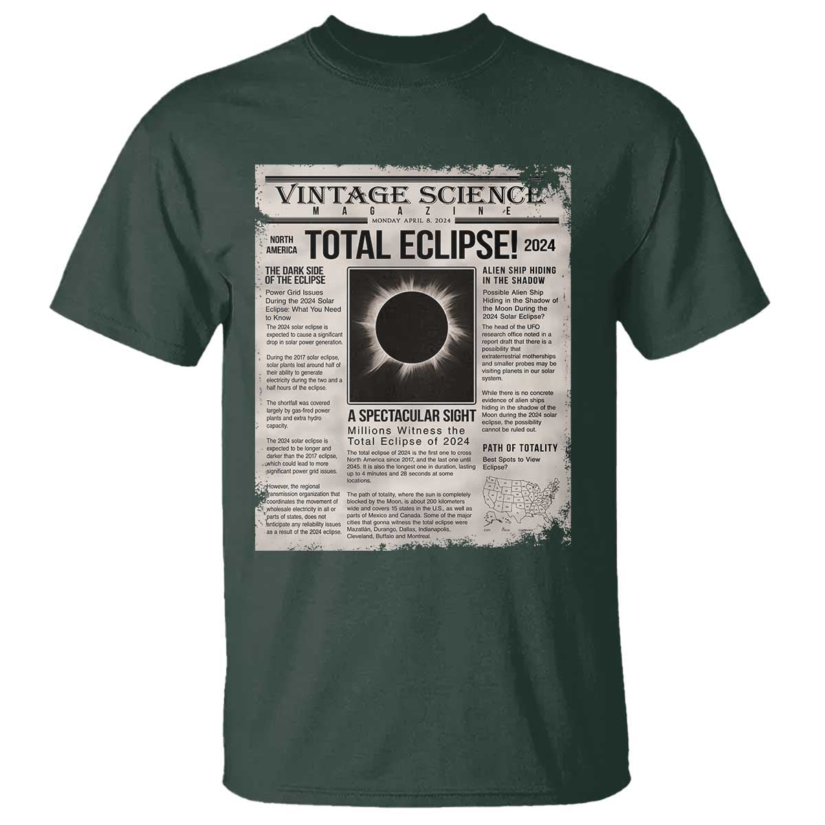 Retro Vintage Science Magazine Total Solar Eclipse 2024 T Shirt Historic Totality Astronomy Geek Memorabilia