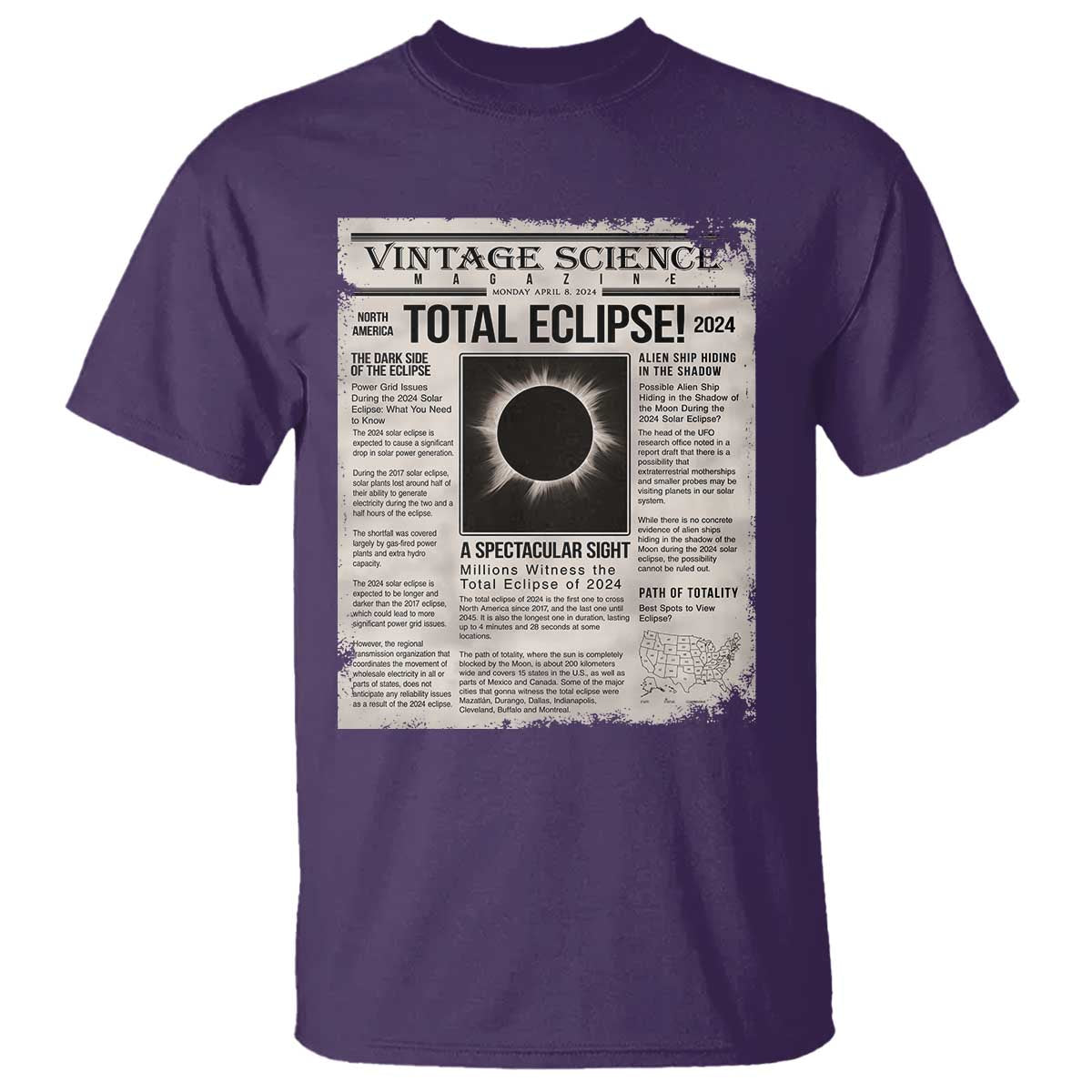 Retro Vintage Science Magazine Total Solar Eclipse 2024 T Shirt Historic Totality Astronomy Geek Memorabilia