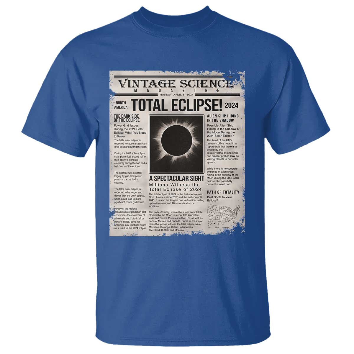 Retro Vintage Science Magazine Total Solar Eclipse 2024 T Shirt Historic Totality Astronomy Geek Memorabilia