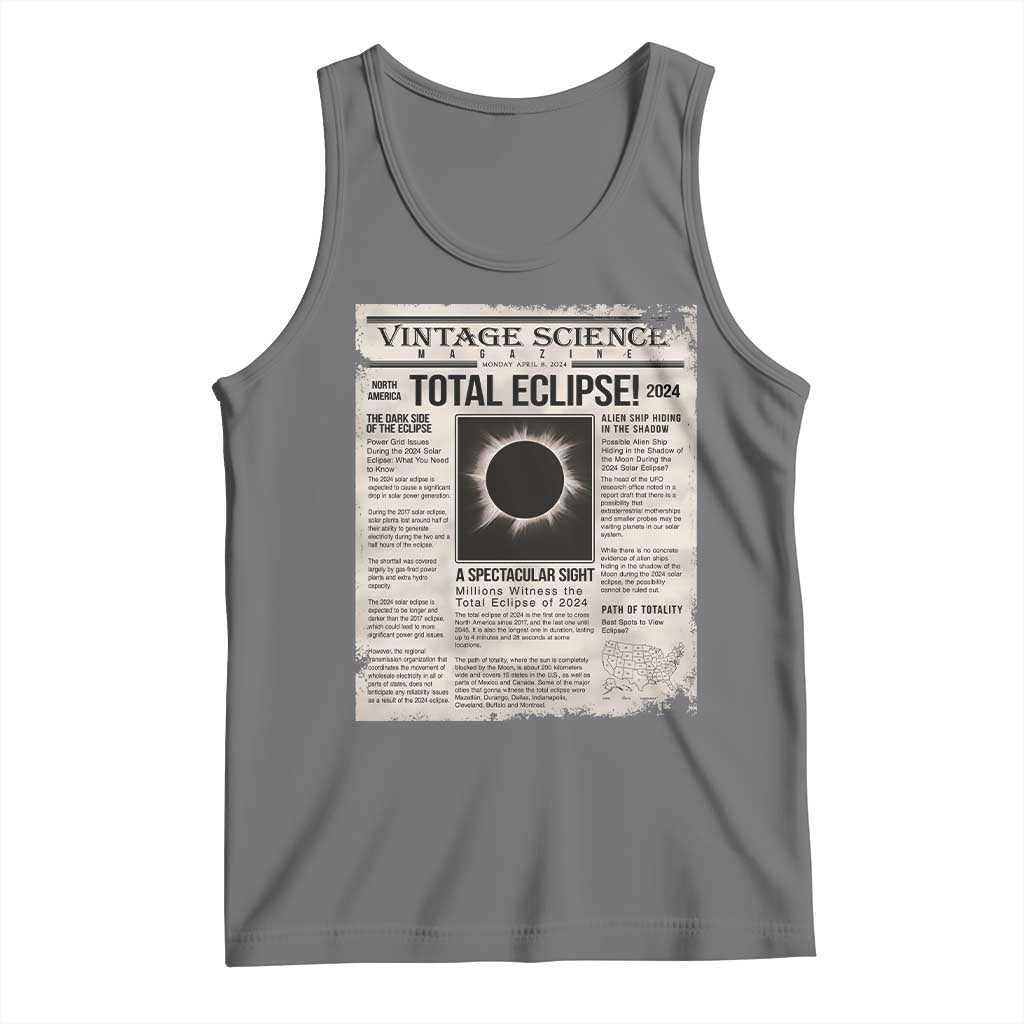 Retro Vintage Science Magazine Total Solar Eclipse 2024 Tank Top Historic Totality Astronomy Geek Memorabilia