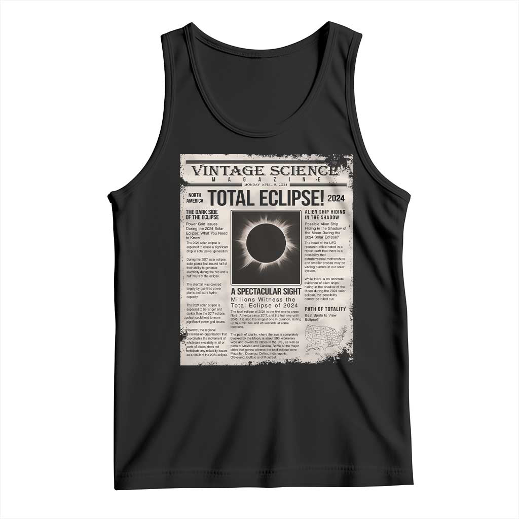 Retro Vintage Science Magazine Total Solar Eclipse 2024 Tank Top Historic Totality Astronomy Geek Memorabilia