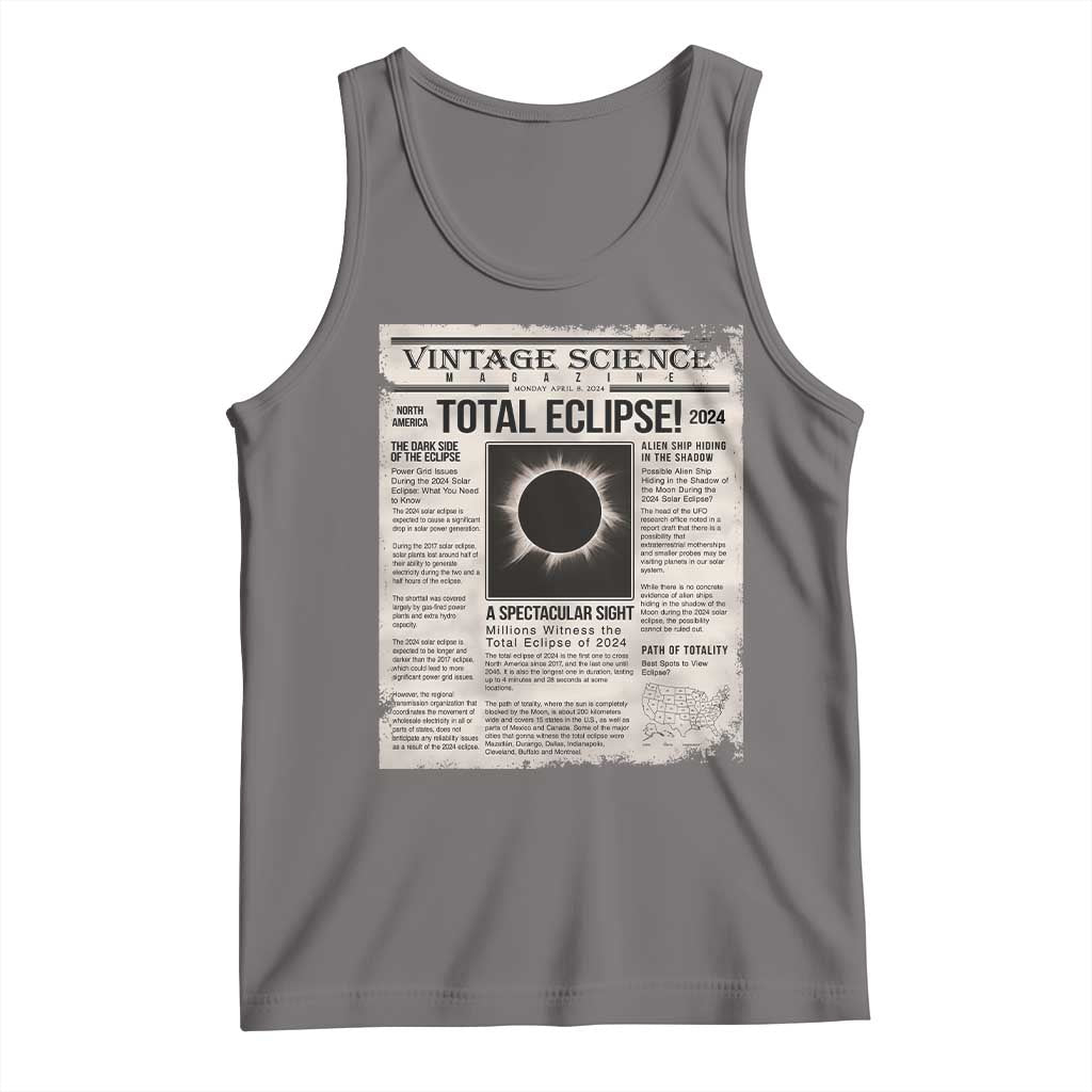Retro Vintage Science Magazine Total Solar Eclipse 2024 Tank Top Historic Totality Astronomy Geek Memorabilia
