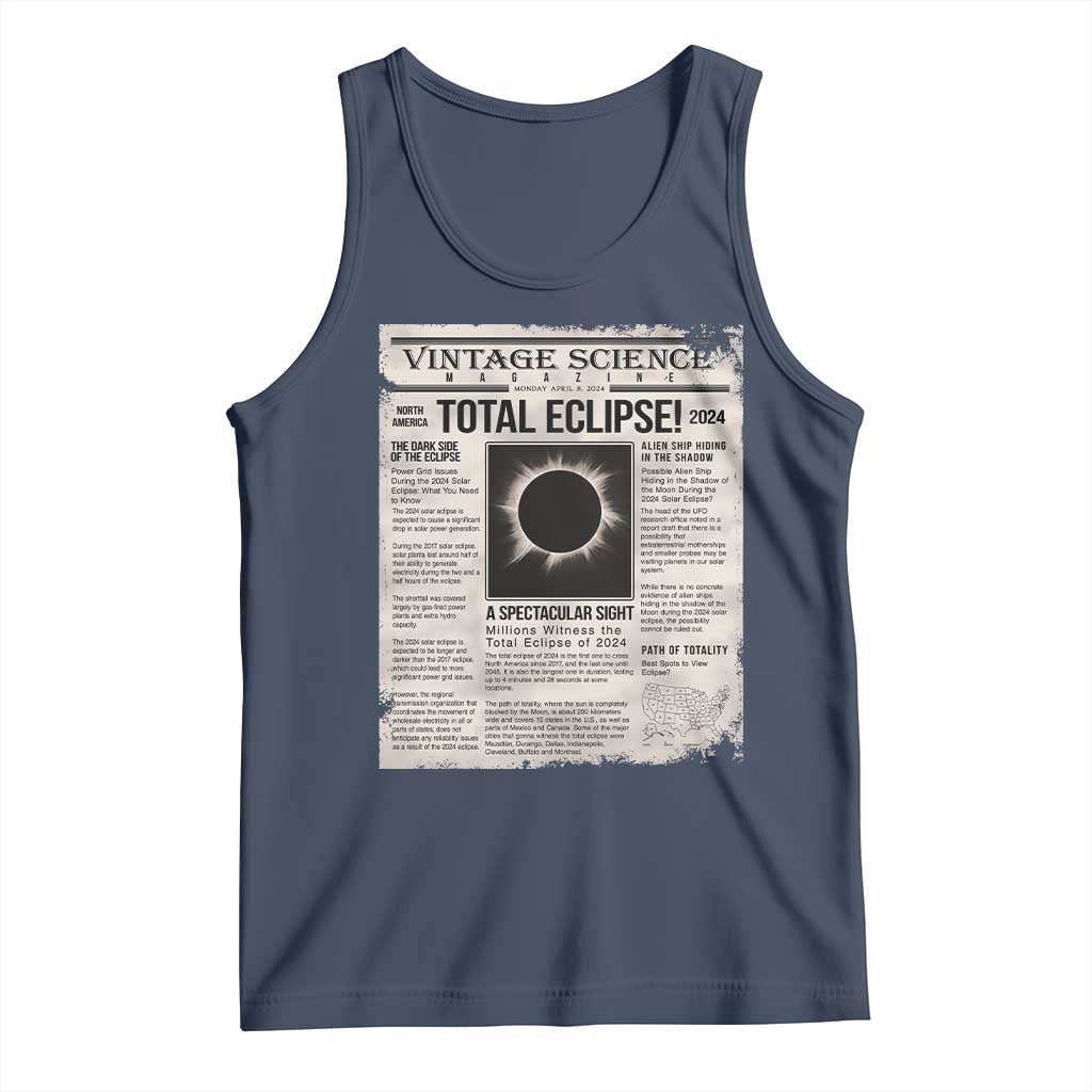 Retro Vintage Science Magazine Total Solar Eclipse 2024 Tank Top Historic Totality Astronomy Geek Memorabilia