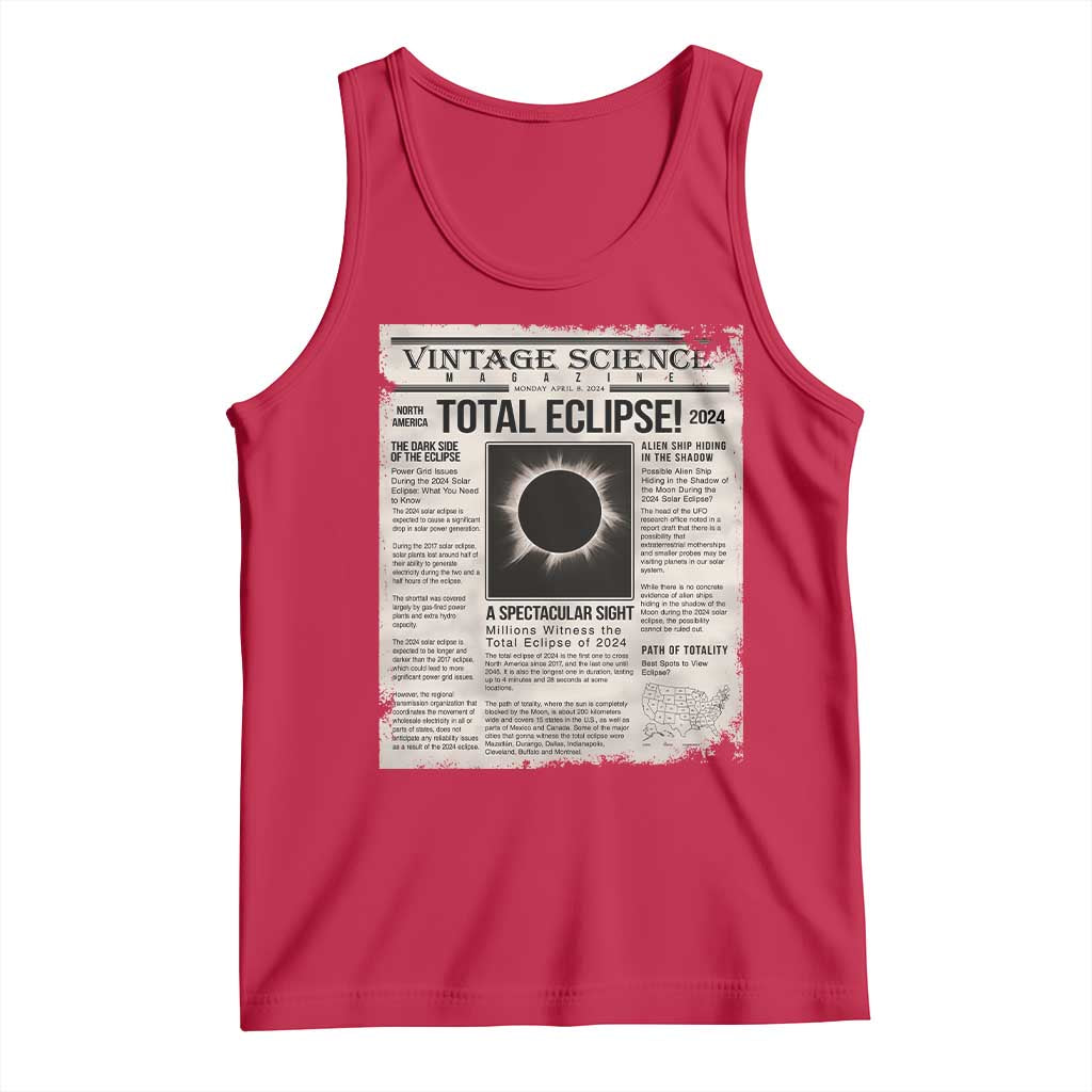 Retro Vintage Science Magazine Total Solar Eclipse 2024 Tank Top Historic Totality Astronomy Geek Memorabilia
