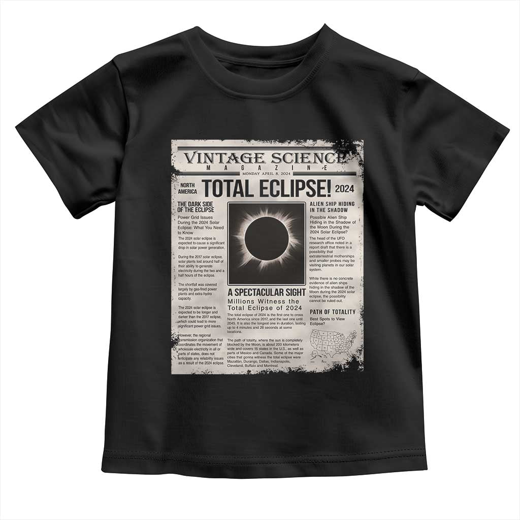 Retro Vintage Science Magazine Total Solar Eclipse 2024 Toddler T Shirt Historic Totality Astronomy Geek Memorabilia
