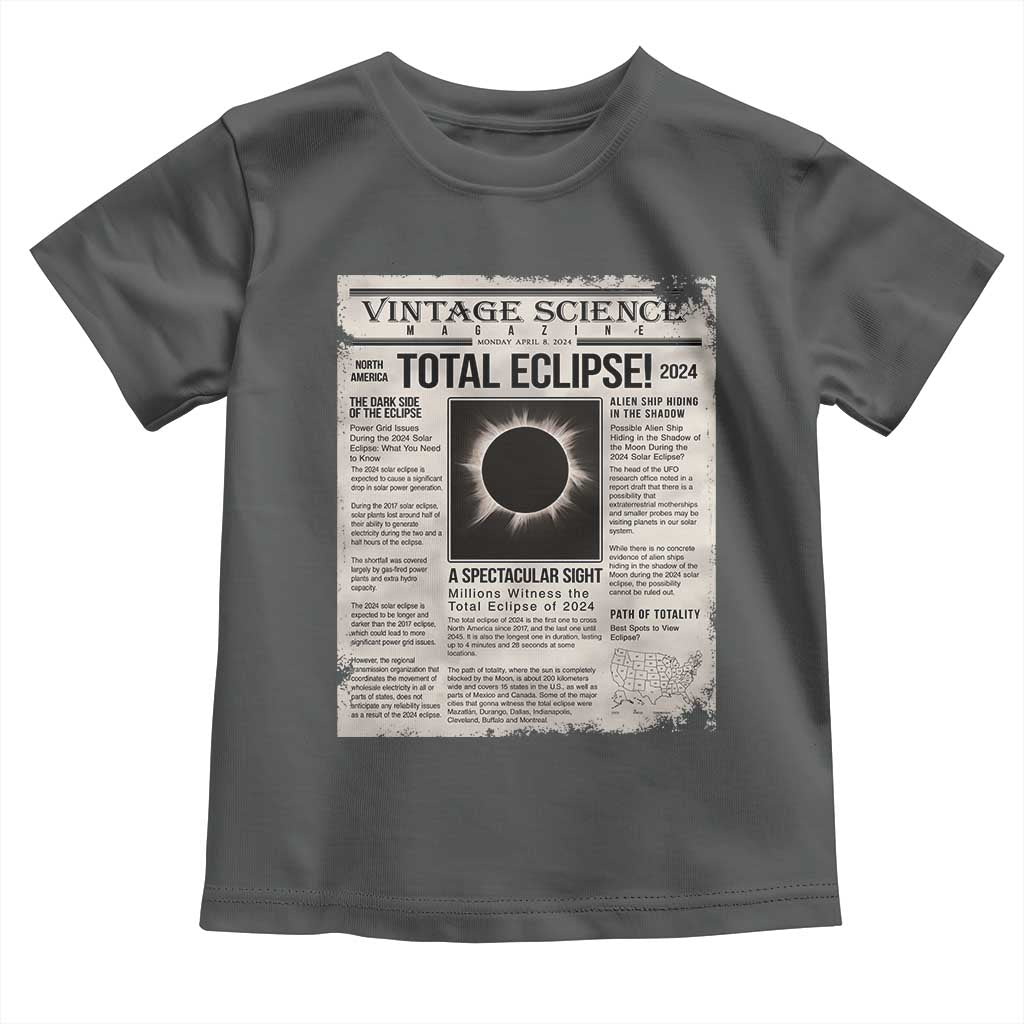 Retro Vintage Science Magazine Total Solar Eclipse 2024 Toddler T Shirt Historic Totality Astronomy Geek Memorabilia