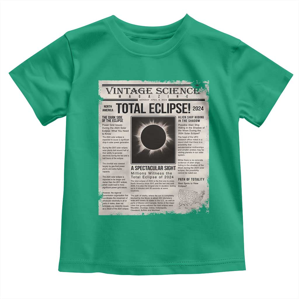 Retro Vintage Science Magazine Total Solar Eclipse 2024 Toddler T Shirt Historic Totality Astronomy Geek Memorabilia