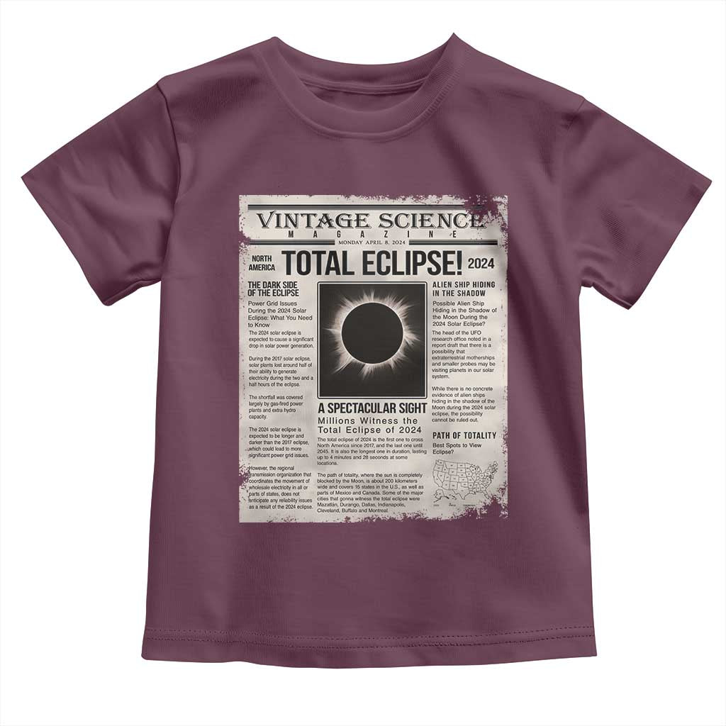 Retro Vintage Science Magazine Total Solar Eclipse 2024 Toddler T Shirt Historic Totality Astronomy Geek Memorabilia
