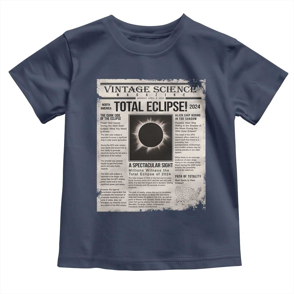 Retro Vintage Science Magazine Total Solar Eclipse 2024 Toddler T Shirt Historic Totality Astronomy Geek Memorabilia