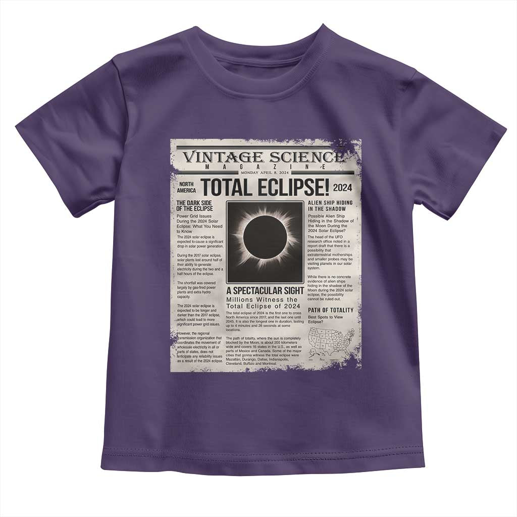 Retro Vintage Science Magazine Total Solar Eclipse 2024 Toddler T Shirt Historic Totality Astronomy Geek Memorabilia