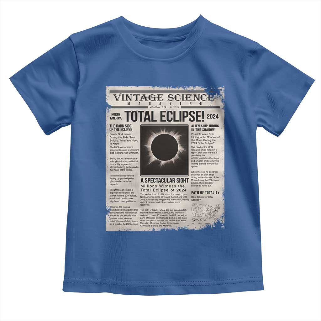 Retro Vintage Science Magazine Total Solar Eclipse 2024 Toddler T Shirt Historic Totality Astronomy Geek Memorabilia