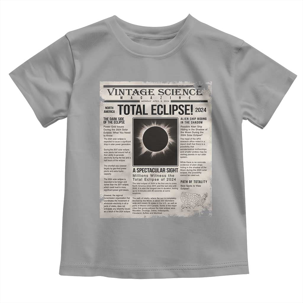 Retro Vintage Science Magazine Total Solar Eclipse 2024 Toddler T Shirt Historic Totality Astronomy Geek Memorabilia