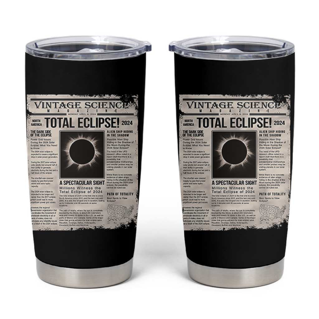 Retro Vintage Science Magazine Total Solar Eclipse 2024 Tumbler Cup Historic Totality Astronomy Geek Memorabilia