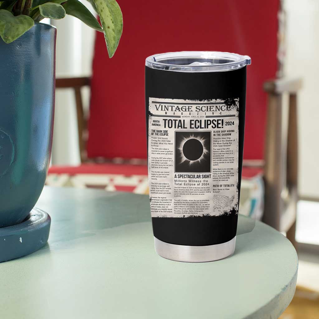 Retro Vintage Science Magazine Total Solar Eclipse 2024 Tumbler Cup Historic Totality Astronomy Geek Memorabilia