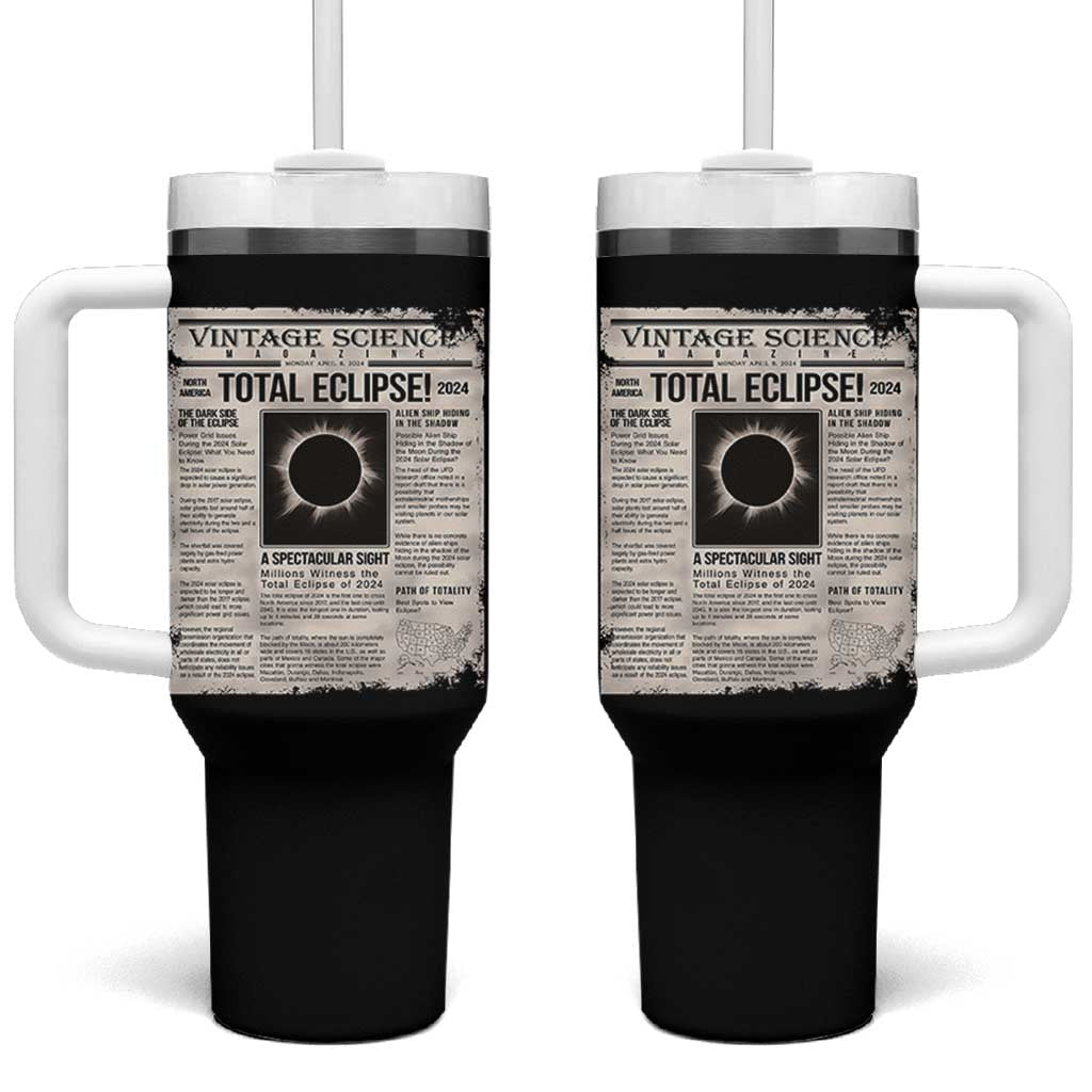 Retro Vintage Science Magazine Total Solar Eclipse 2024 Tumbler With Handle Historic Totality Astronomy Geek Memorabilia