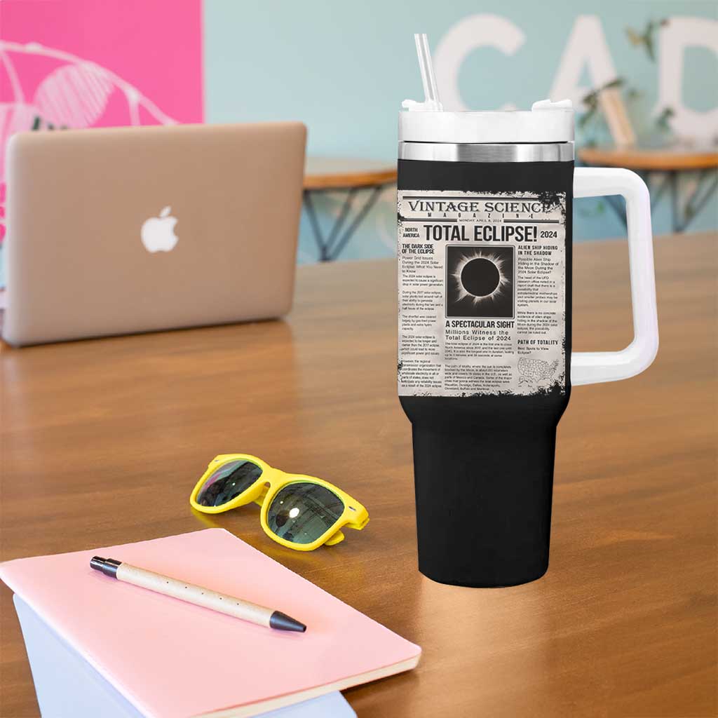 Retro Vintage Science Magazine Total Solar Eclipse 2024 Tumbler With Handle Historic Totality Astronomy Geek Memorabilia