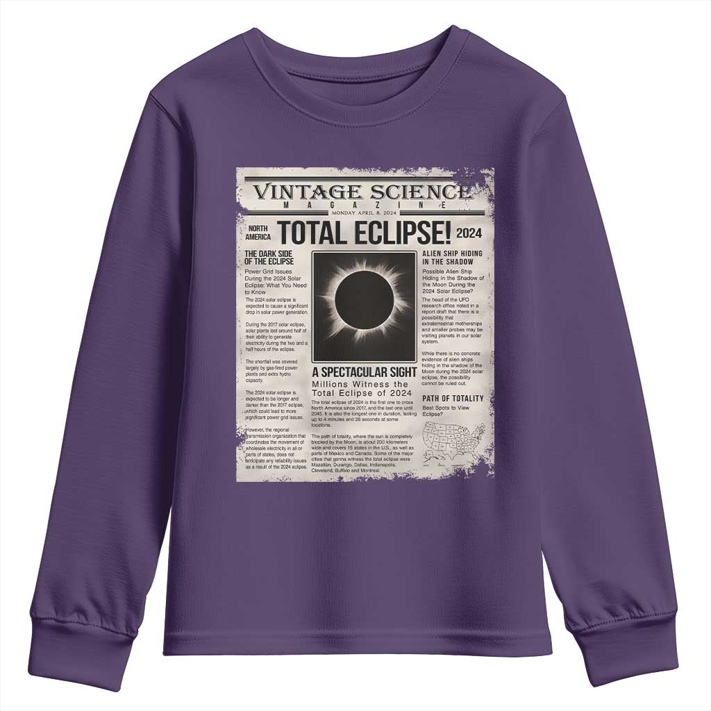 Retro Vintage Science Magazine Total Solar Eclipse 2024 Youth Sweatshirt Historic Totality Astronomy Geek Memorabilia