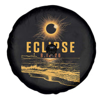 Total Solar Eclipse August 12 2026 Celestial Totality Spare Tire Cover Ocean Beach View Astronomy Souvenir