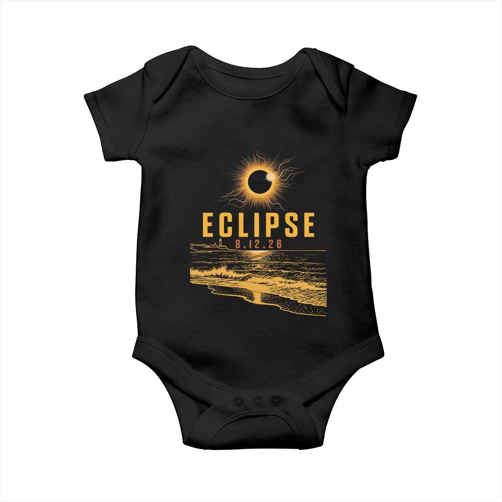 Total Solar Eclipse August 12 2026 Celestial Totality Baby Onesie Ocean Beach View Astronomy Souvenir