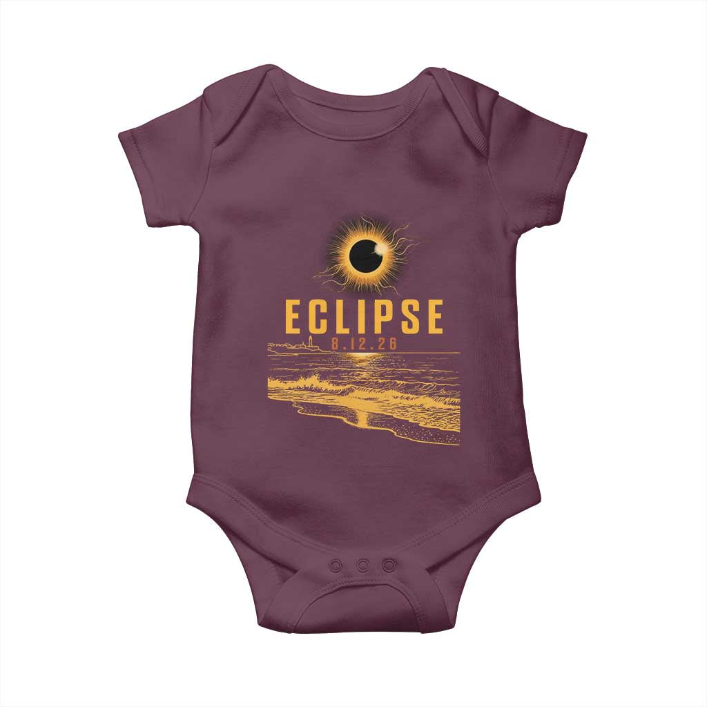 Total Solar Eclipse August 12 2026 Celestial Totality Baby Onesie Ocean Beach View Astronomy Souvenir