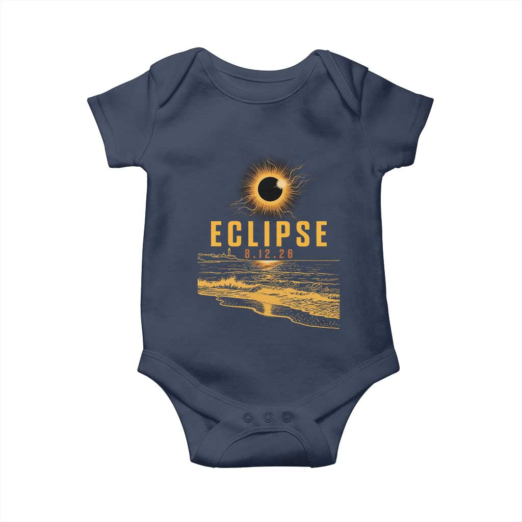 Total Solar Eclipse August 12 2026 Celestial Totality Baby Onesie Ocean Beach View Astronomy Souvenir