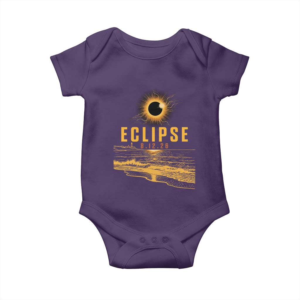 Total Solar Eclipse August 12 2026 Celestial Totality Baby Onesie Ocean Beach View Astronomy Souvenir