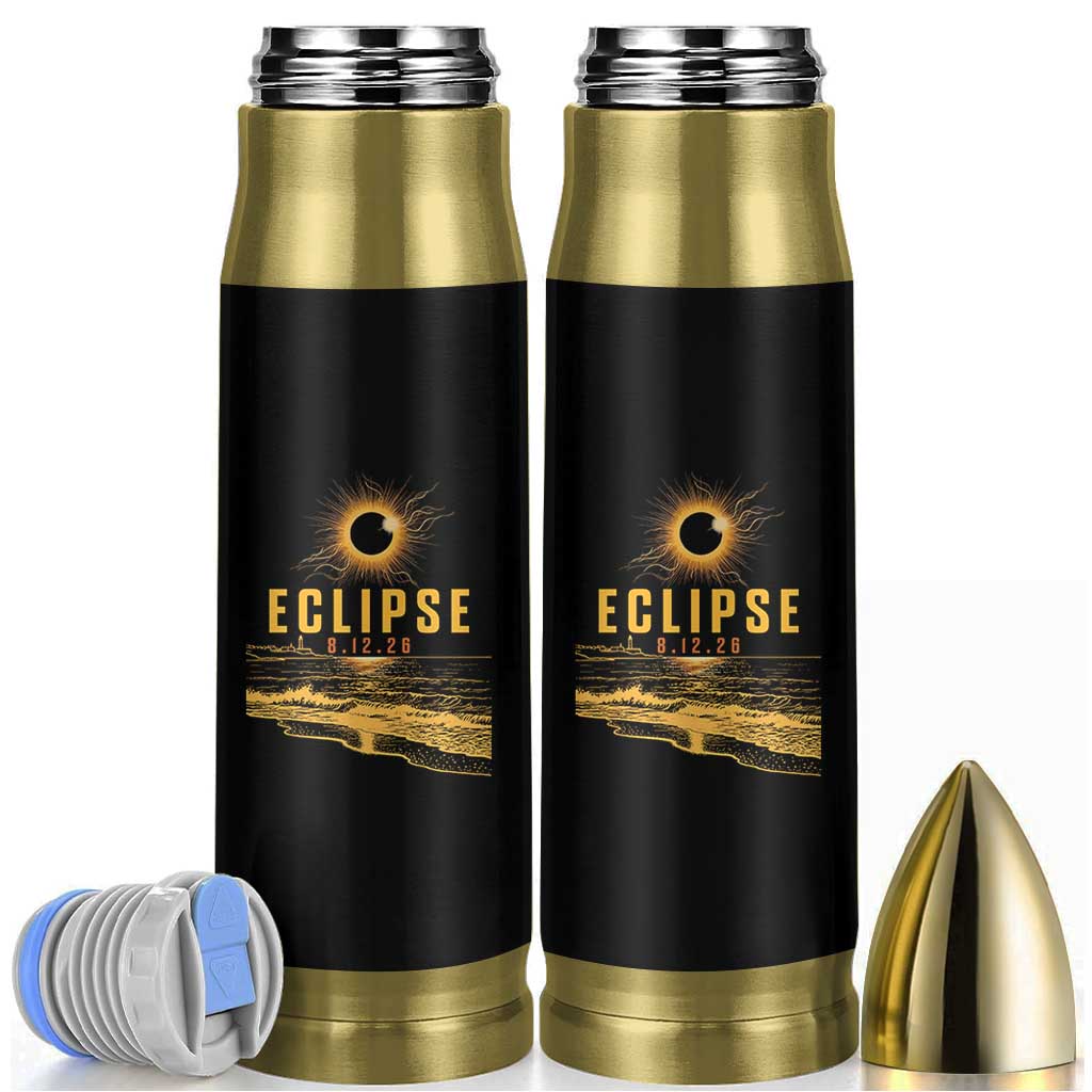 Total Solar Eclipse August 12 2026 Celestial Totality Bullet Tumbler Ocean Beach View Astronomy Souvenir