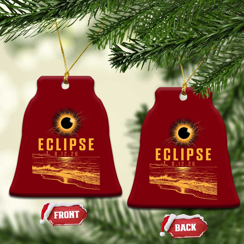 Total Solar Eclipse August 12 2026 Celestial Totality Ceramic Ornament Ocean Beach View Astronomy Souvenir