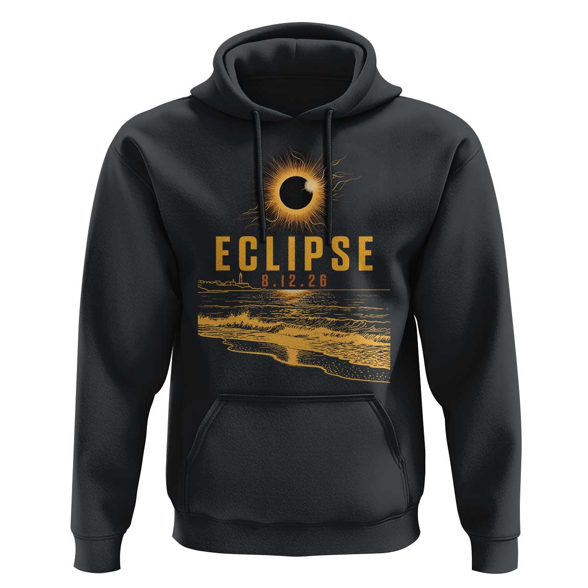 Total Solar Eclipse August 12 2026 Celestial Totality Hoodie Ocean Beach View Astronomy Souvenir