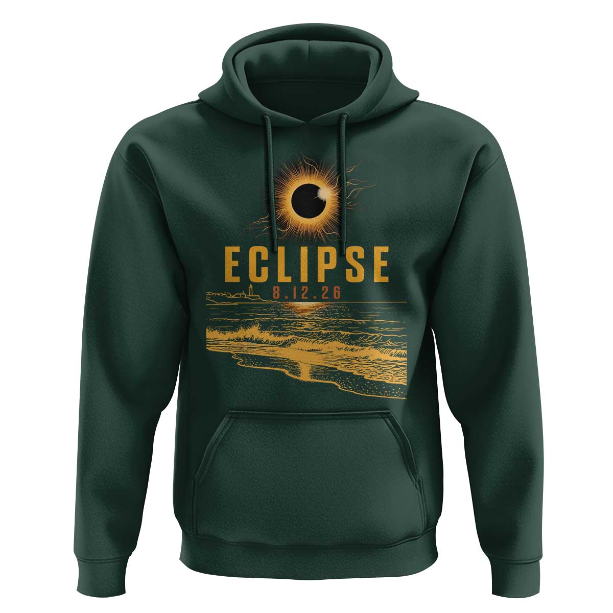 Total Solar Eclipse August 12 2026 Celestial Totality Hoodie Ocean Beach View Astronomy Souvenir