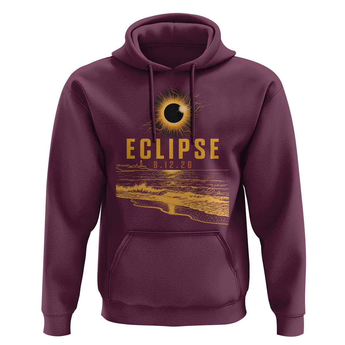 Total Solar Eclipse August 12 2026 Celestial Totality Hoodie Ocean Beach View Astronomy Souvenir