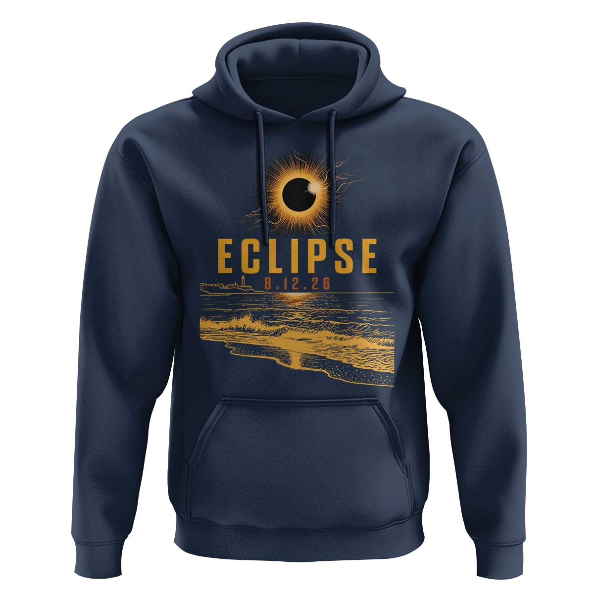 Total Solar Eclipse August 12 2026 Celestial Totality Hoodie Ocean Beach View Astronomy Souvenir