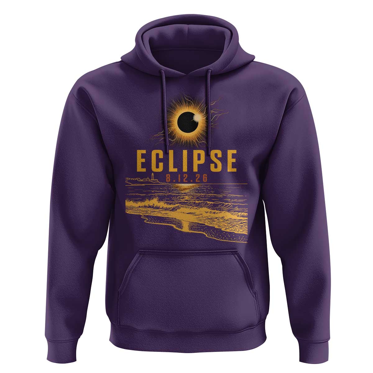 Total Solar Eclipse August 12 2026 Celestial Totality Hoodie Ocean Beach View Astronomy Souvenir