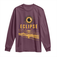 Total Solar Eclipse August 12 2026 Celestial Totality Long Sleeve Shirt Ocean Beach View Astronomy Souvenir
