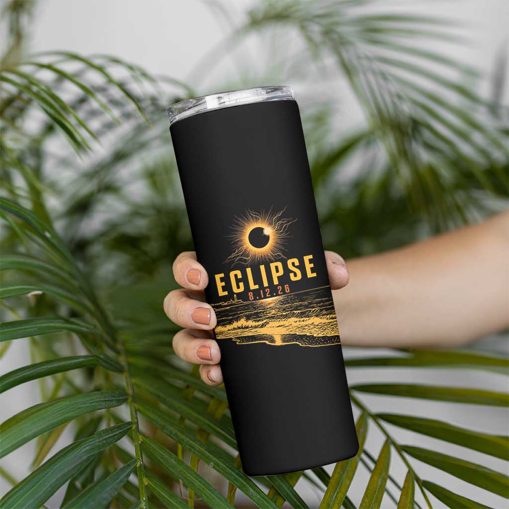 Total Solar Eclipse August 12 2026 Celestial Totality Skinny Tumbler Ocean Beach View Astronomy Souvenir
