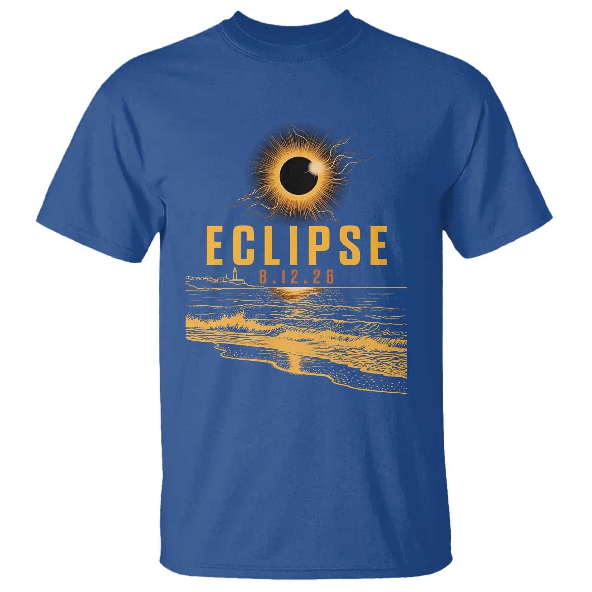 Total Solar Eclipse August 12 2026 Celestial Totality T Shirt Ocean Beach View Astronomy Souvenir